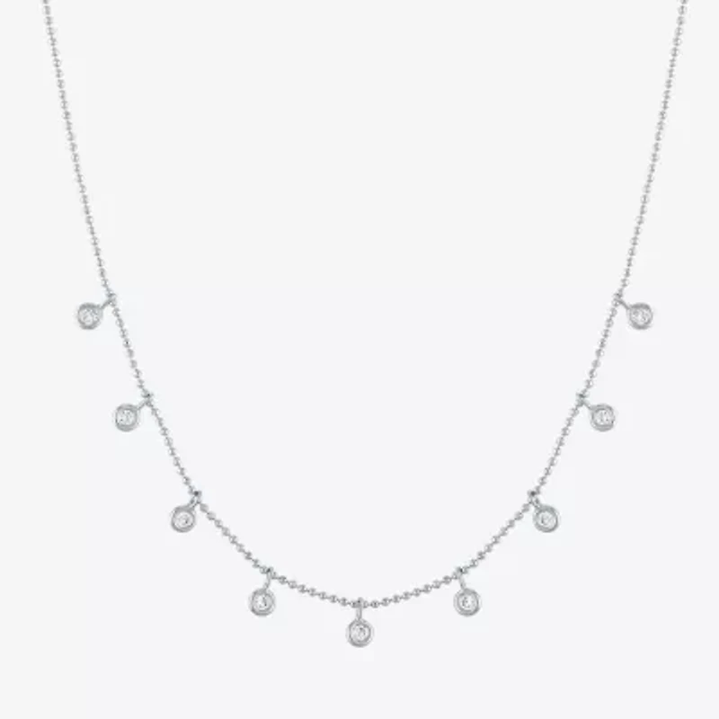 Diamond Addiction Bezel Drop (G-H / Si2-I1) Womens 1/4 CT. T.W. Lab Grown White 10K Gold 18 Inch Pendant Necklace