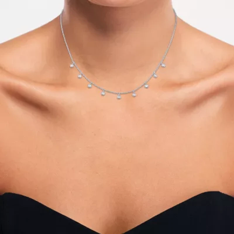 Diamond Addiction Bezel Drop (G-H / Si2-I1) Womens 1/4 CT. T.W. Lab Grown White 10K Gold 18 Inch Pendant Necklace