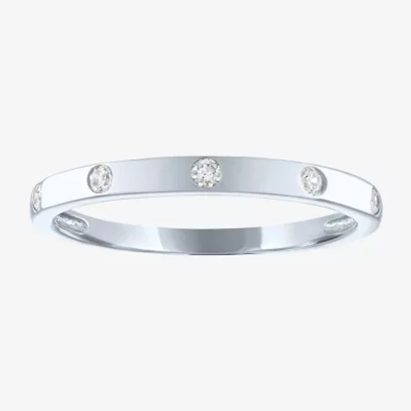 (G-H / Si2-I1) Womens 2MM 1/10 CT. T.W. Lab Grown White Diamond 10K Gold Wedding Band