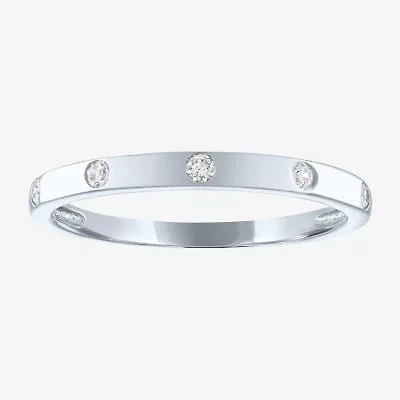 (G-H / Si2-I1) Womens 2MM 1/10 CT. T.W. Lab Grown White Diamond 10K Gold Wedding Band