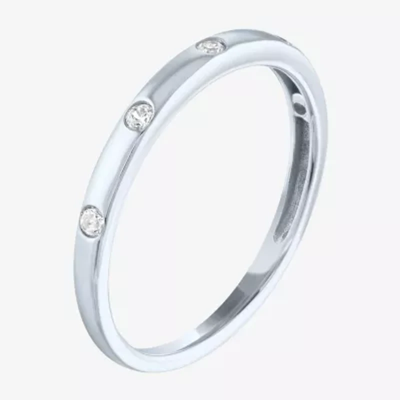 (G-H / Si2-I1) Womens 2MM 1/10 CT. T.W. Lab Grown White Diamond 10K Gold Wedding Band
