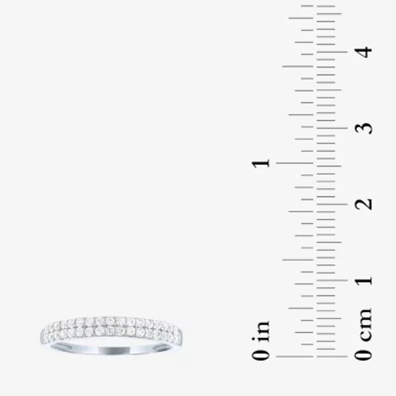 (G-H / Si2-I1) Womens 3MM 1/4 CT. T.W. Lab Grown White Diamond 10K Gold Anniversary Wedding Band