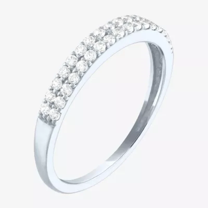 (G-H / Si2-I1) Womens 3MM 1/4 CT. T.W. Lab Grown White Diamond 10K Gold Anniversary Wedding Band
