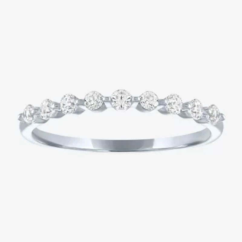 (G-H / Si2-I1) Womens 2MM 1/4 CT. T.W. Lab Grown White Diamond 10K Gold Wedding Band