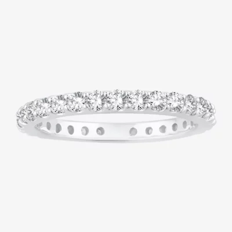 Womens 1 CT. T.W. Natural Diamond 14K White Gold Eternity Wedding Band