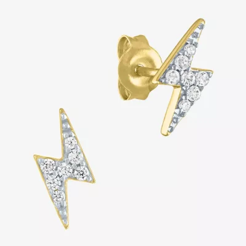 Diamond Addiction 1/10 CT. T.W. Natural White Sterling Silver 9.4mm LIghtning Bolt Stud Earrings
