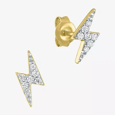 Diamond Addiction 1/10 CT. T.W. Natural White Sterling Silver 9.4mm LIghtning Bolt Stud Earrings