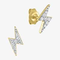 Diamond Addiction 1/10 CT. T.W. Natural White Sterling Silver 9.4mm LIghtning Bolt Stud Earrings
