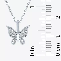 Womens 1/10 CT. T.W. Natural White Diamond Sterling Silver Butterfly 18 Inch Pendant Necklace