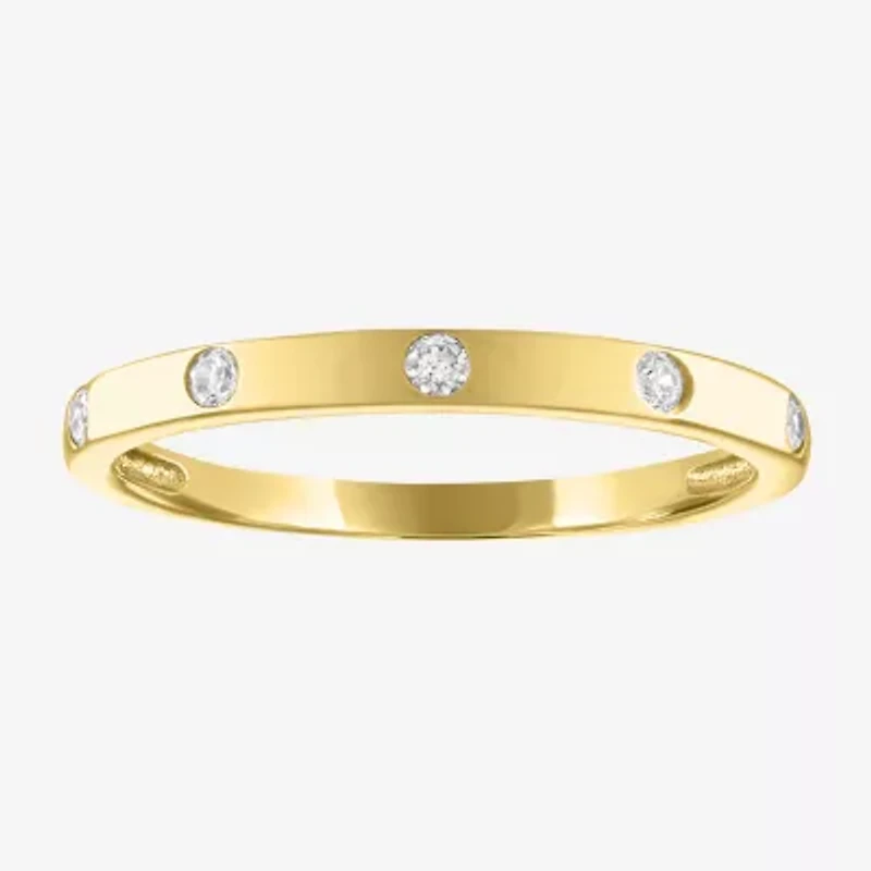 (G-H / Si2-I1) Womens 2MM 1/10 CT. T.W. Lab Grown White Diamond 10K Gold Wedding Band