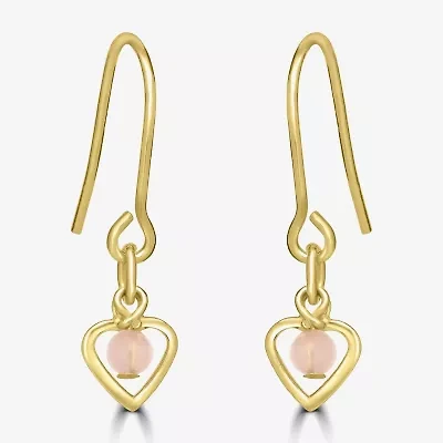 Silver Treasures Womens White Simulated Pearl 14K Gold Over Silver Heart Drop Earrings