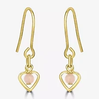 Silver Treasures Womens White Simulated Pearl 14K Gold Over Silver Heart Drop Earrings