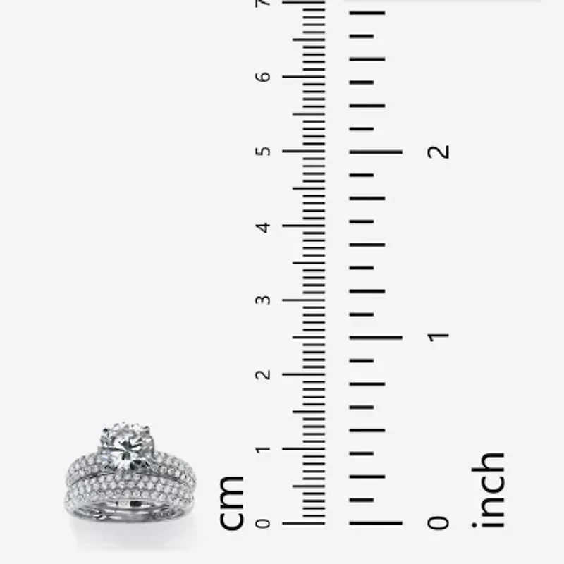 DiamonArt® Womens 3 3/ CT. T.W. White Cubic Zirconia 10K Gold Round Bridal Set