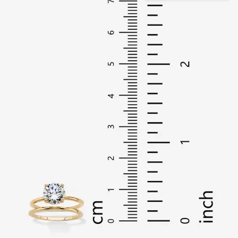 DiamonaArt Womens 2 CT. T.W. White Cubic Zirconia 10K Gold Round Bridal Set