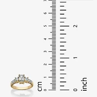 DiamonArt® Womens 1 1/4 CT. T.W. White Cubic Zirconia 10K Gold Rectangular Engagement Ring