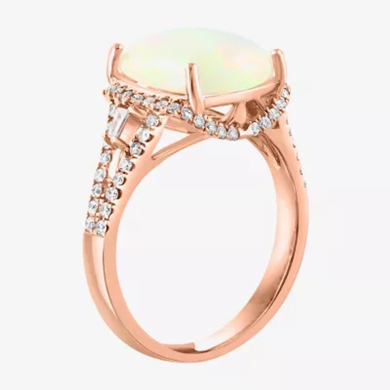 Effy Final Call Womens 3/8 CT. T.W. Genuine White Opal 14K Rose Gold Cocktail Ring