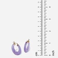 Womens Genuine Purple Jade 14K Gold 29mm Hoop Earrings