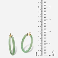 Womens Genuine Green Jade 10K Gold 45mm Hoop Earrings