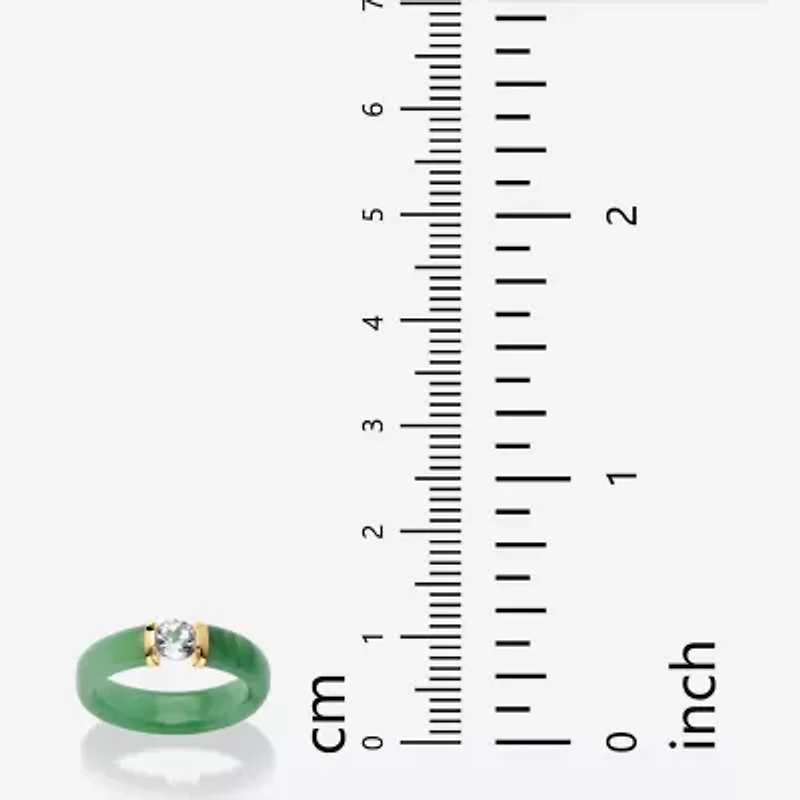 Womens 5MM Genuine Green Jade 10K Gold Band