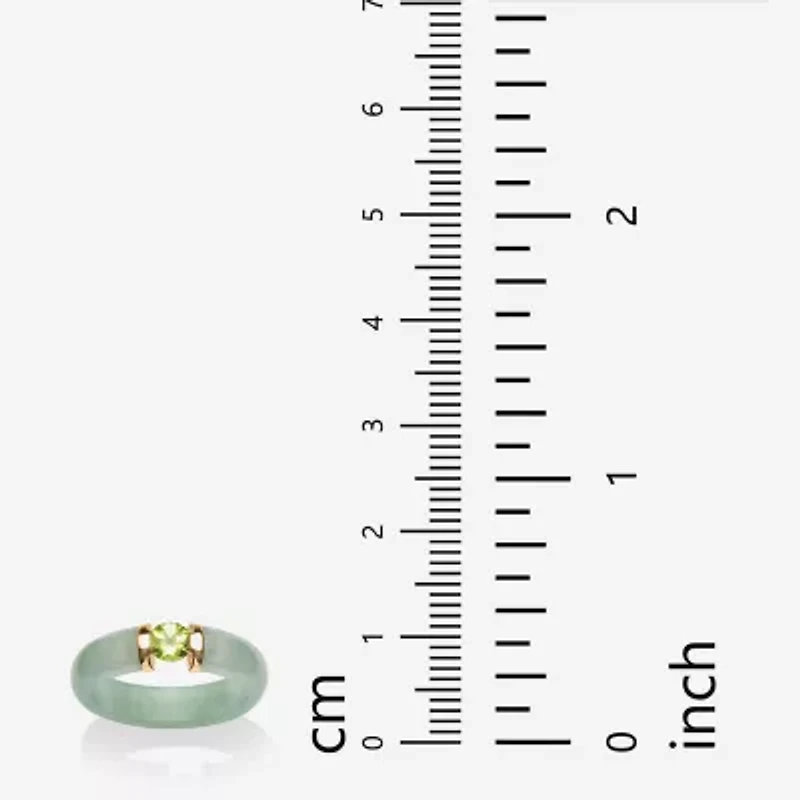 Womens 5MM Genuine Jade 10K Gold Band