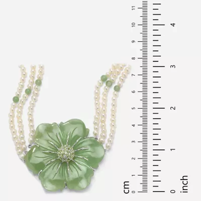 Womens Green Sterling Silver 16 Inch Collar Necklace