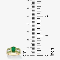 Womens Genuine Green Emerald 14K Gold Over Silver Cocktail Ring