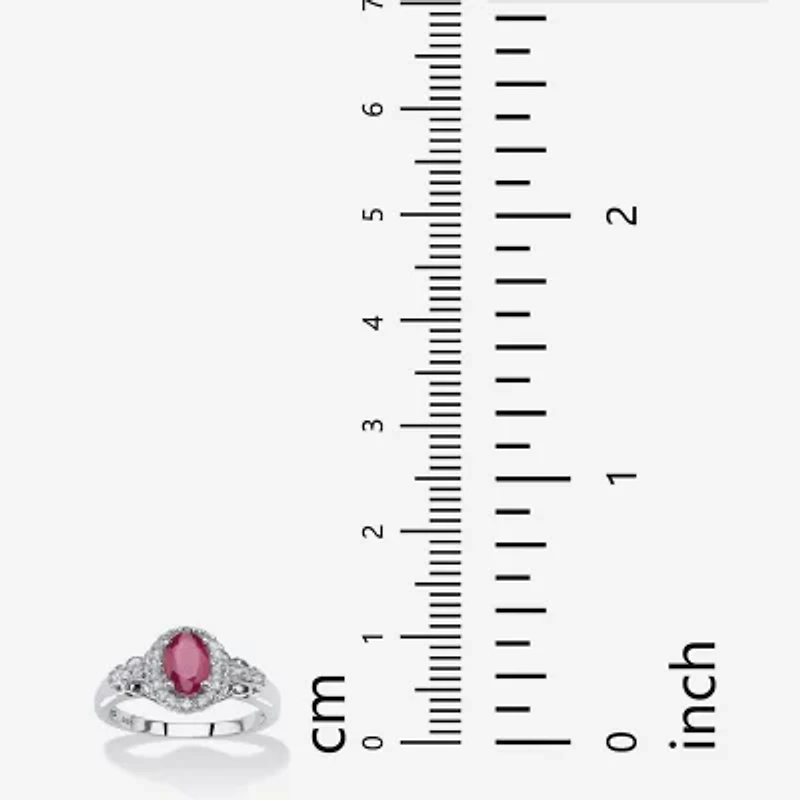 Womens Lead Glass-Filled Red Ruby Sterling Silver Cocktail Ring