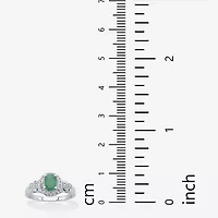 Womens Genuine Green Emerald Sterling Silver Cocktail Ring