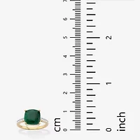 Womens Genuine Green Emerald 14K Gold Over Silver Cocktail Ring