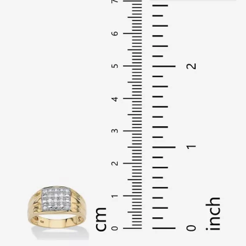 Mens 1/4 CT. T.W. Natural White Diamond 18K Gold Over Silver Fashion Ring