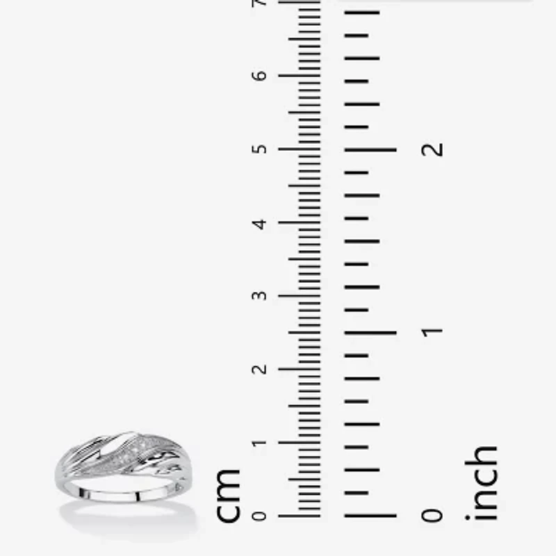 Mens 2MM Diamond Accent Natural White Platinum Over Silver Band