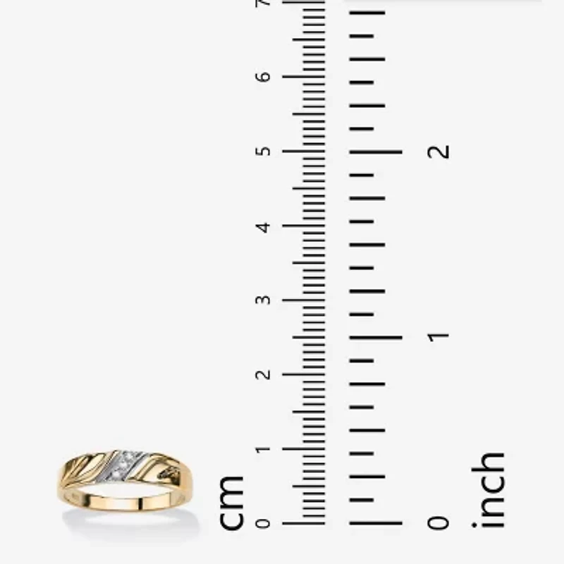 Mens 2.5MM Diamond Accent Natural White 18K Gold Over Silver Band