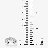 Mens 1/8 CT. T.W. Natural White Diamond Platinum Over Silver Fashion Ring