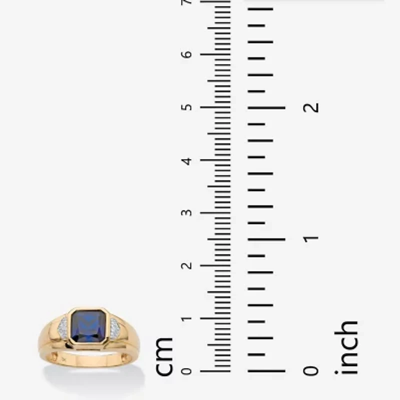 Mens Lab Created Blue Sapphire 10K Gold Fashion Ring