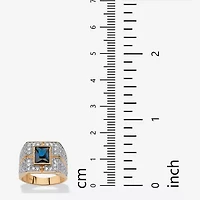 Mens Genuine Blue Sapphire 18K Gold Over Silver Fashion Ring