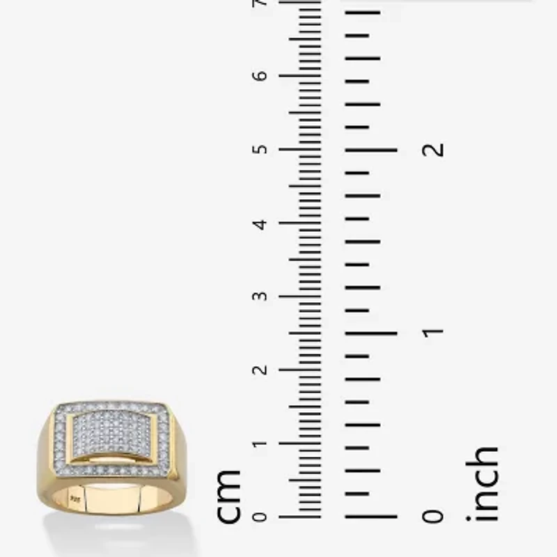Mens 1 1/10 CT. T.W.  Cubic Zirconia 18K Gold Over Silver Fashion Ring