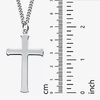 Mens Sterling Silver Cross 24 Inch Pendant Necklace