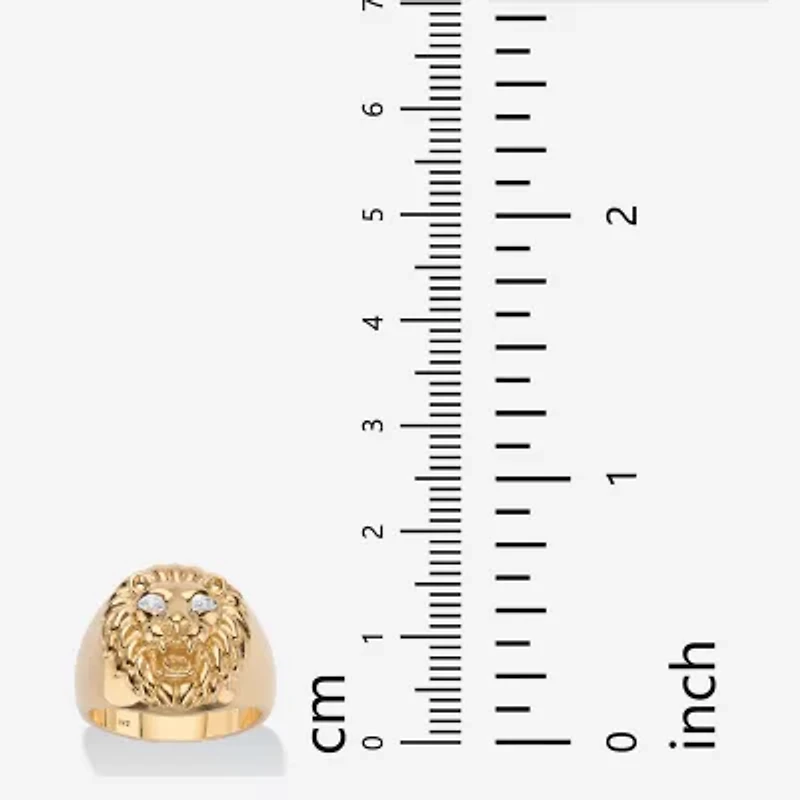 Mens Diamond Accent Natural White 18K Gold Over Silver Fashion Ring