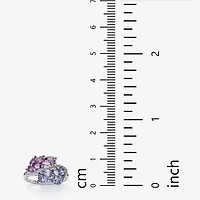 Womens Genuine Purple Amethyst Platinum Over Silver Cocktail Ring