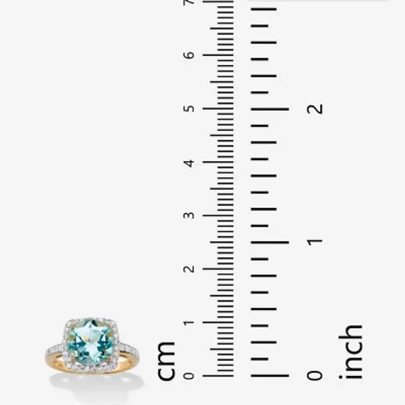 Womens Genuine Blue Topaz 14K Gold Over Silver Cocktail Ring