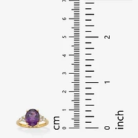 Womens Genuine Purple Amethyst 14K Gold Over Silver Cocktail Ring