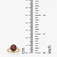 Womens Genuine Red Garnet 14K Gold Over Silver Oval Cocktail Ring