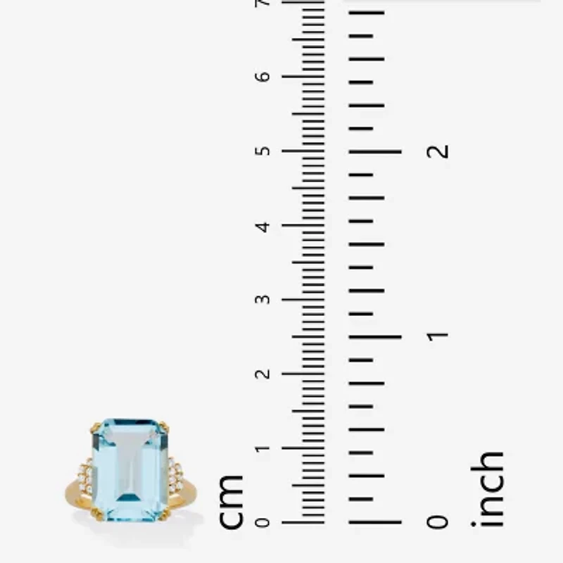 Womens Genuine Blue Topaz 18K Gold Over Silver Cocktail Ring