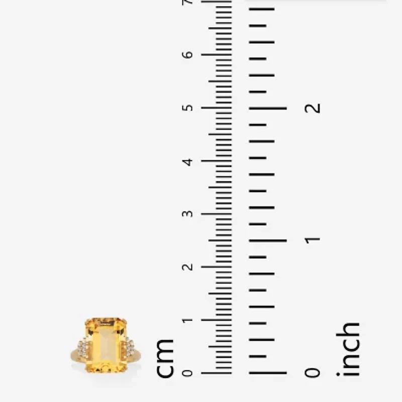 Womens Genuine Yellow Citrine 18K Gold Over Silver Cocktail Ring