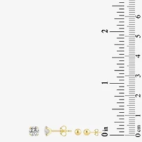 10K Yellow Gold Ball & Cubic Zirconia Stud Earring Set