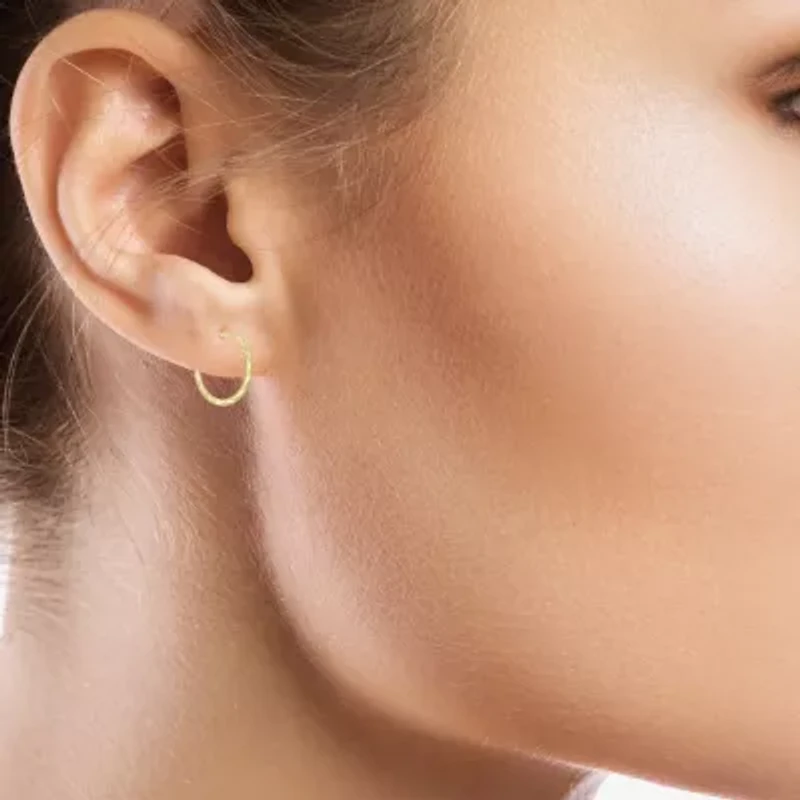 Womens 10K Gold 15mm Round Hoop Earrings