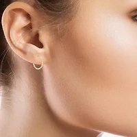 Womens 10K Gold 15mm Round Hoop Earrings