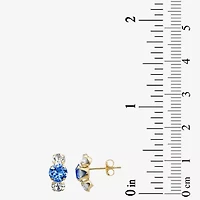 Blue Crystal 10K Gold 9mm Stud Earrings