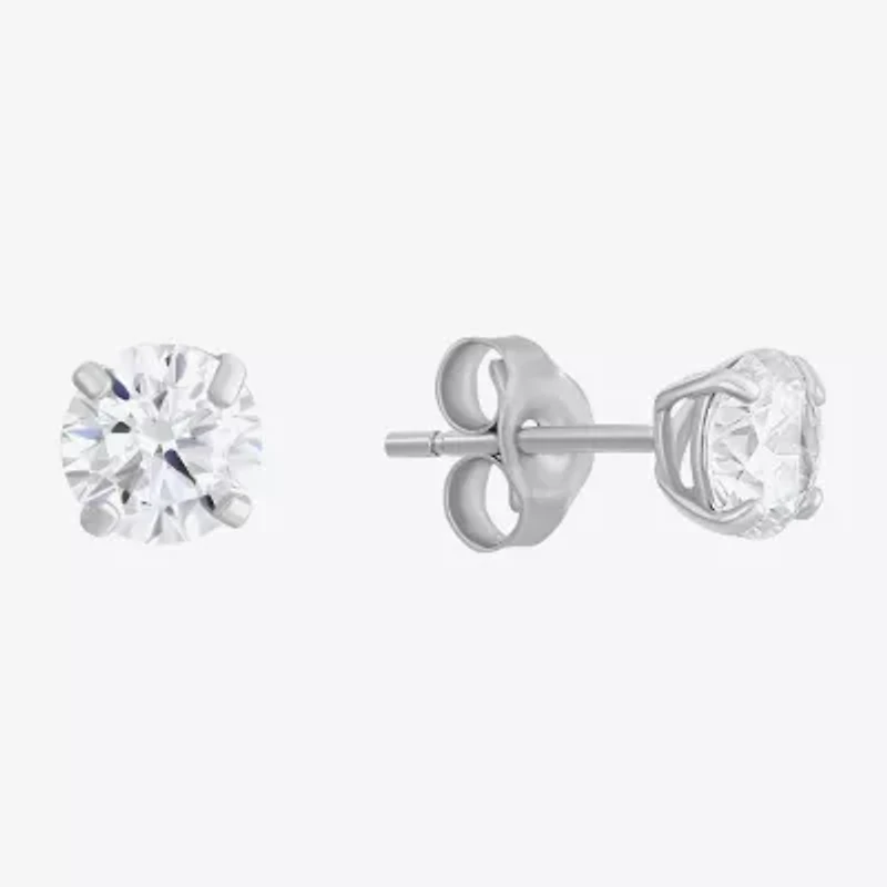 Cubic Zirconia 14K White Gold 4mm Stud Earrings