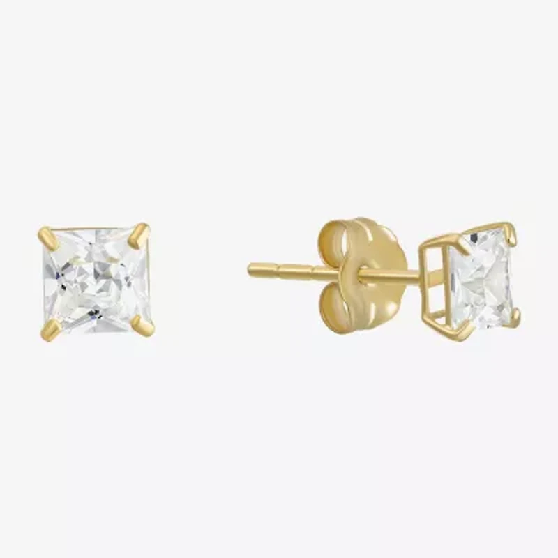 Cubic Zirconia 14K Gold 4mm Stud Earrings